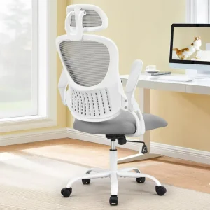Sweetcrispy Home Office Desk Chair, Ergonomic High-Back Mesh Rolling Work Computer Chairs with Wheels and Adjustable Headrests
