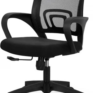 Ergonomic Mesh Office Chair with Lumbar Support, Adjustable Height Swivel for Home and Gaming Tasks in Black